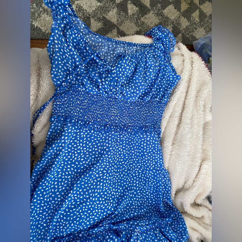 Blue polka dot sundress